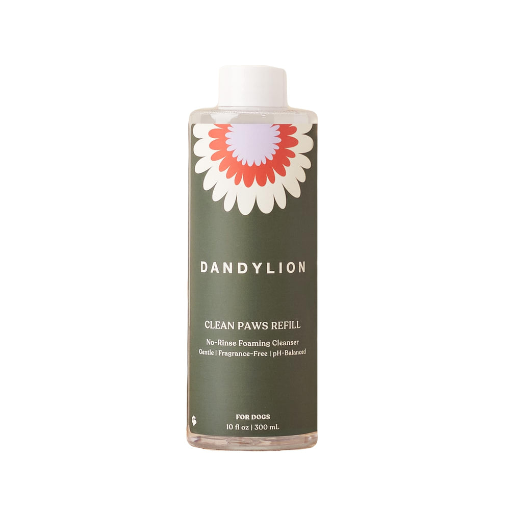 Dandylion Clean Paws refill bottle for at-home, eco-friendly paw cleaning.