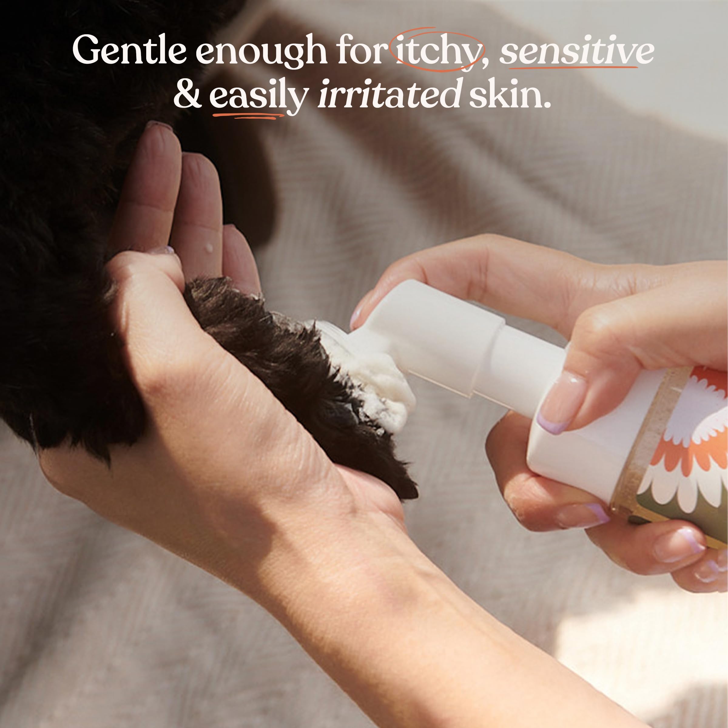 Dandylion silicone-bristle paw brush used for gentle circular paw massage.