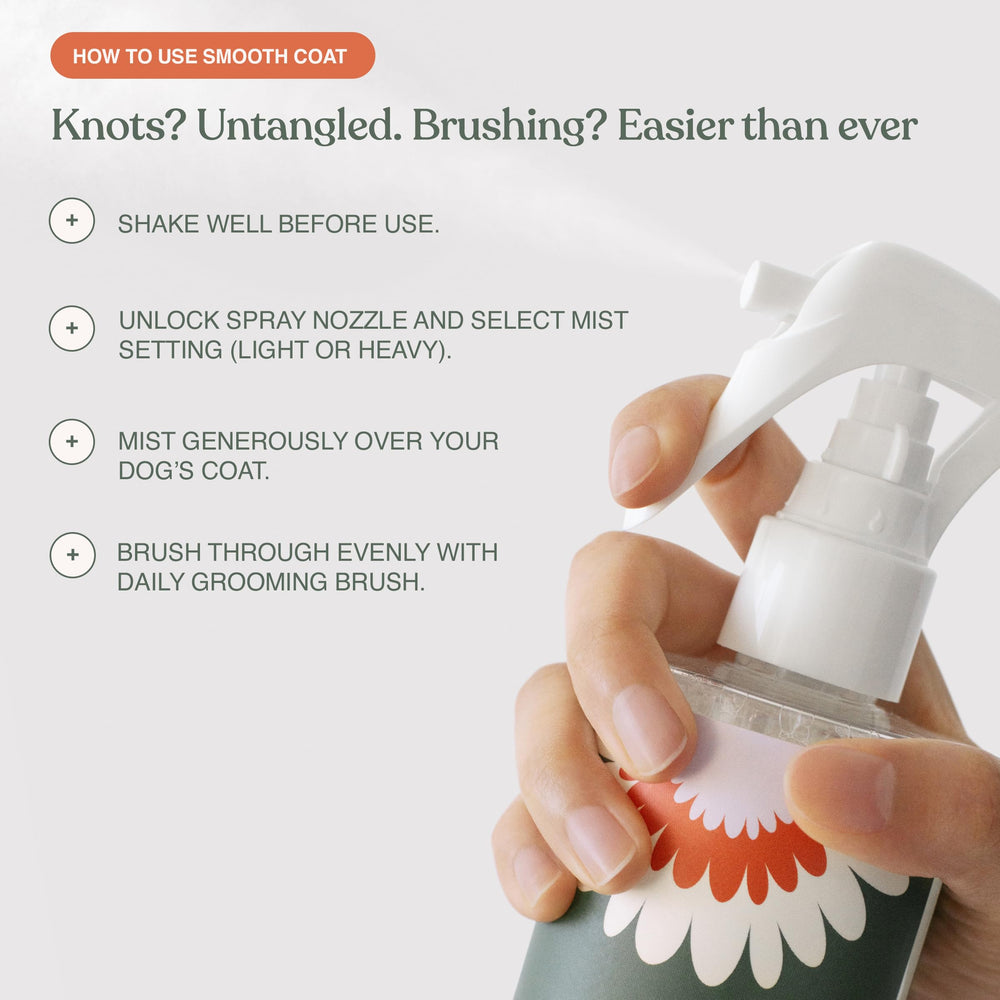 Dandylion Smooth Coat close-up label highlights a pH-balanced formula.