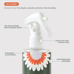 Dandylion Smooth Coat spray action enables quick, fragrance-free grooming.