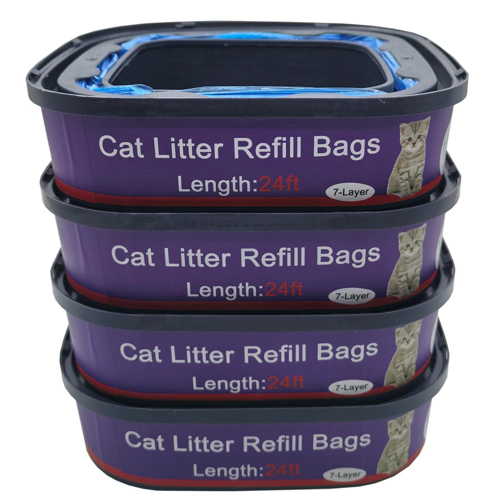 DANMBAQU 4-pack cat litter refill bags fit Genie pails for odor control.
