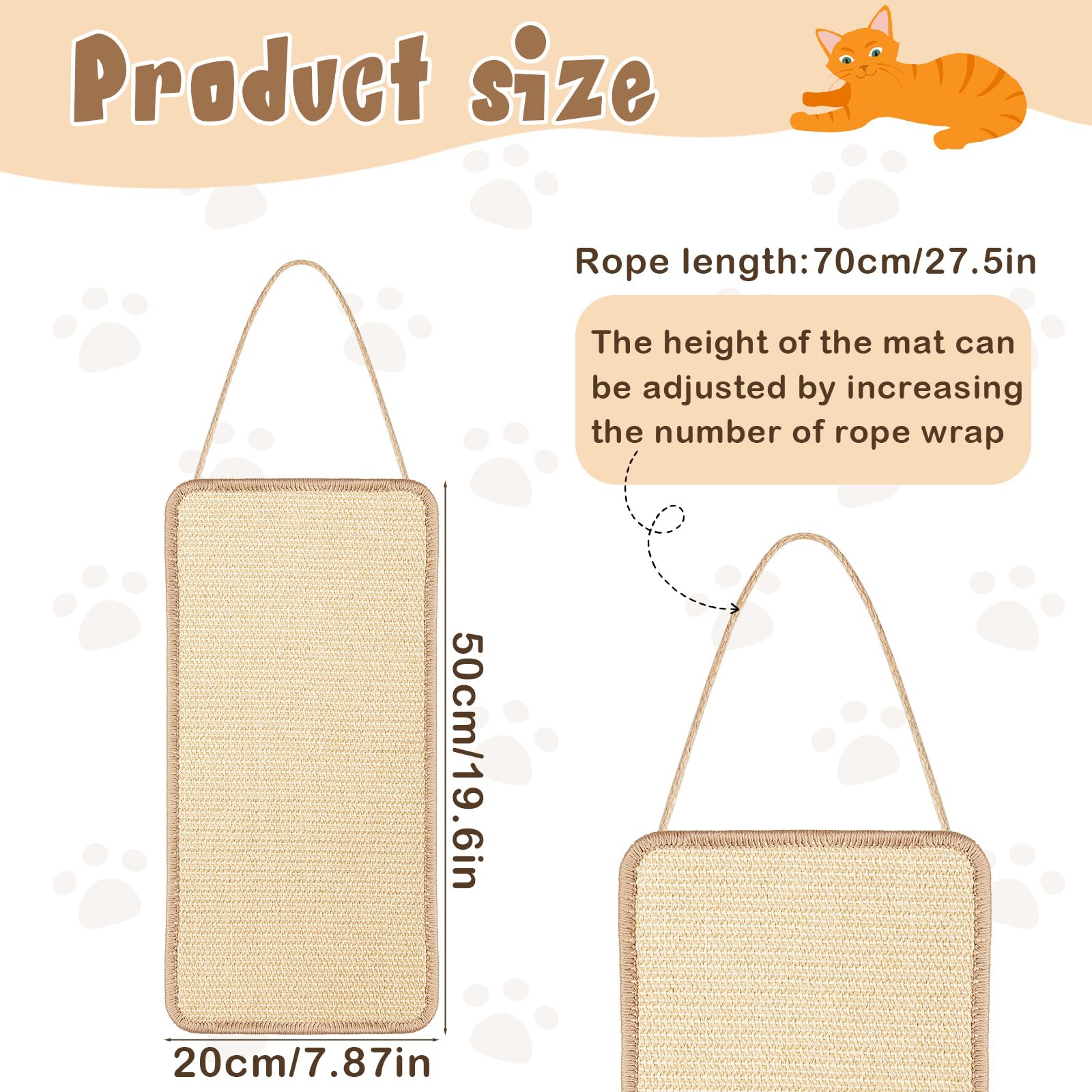 Dansydaisy hanging scratcher with hemp rope ready for versatile placement.