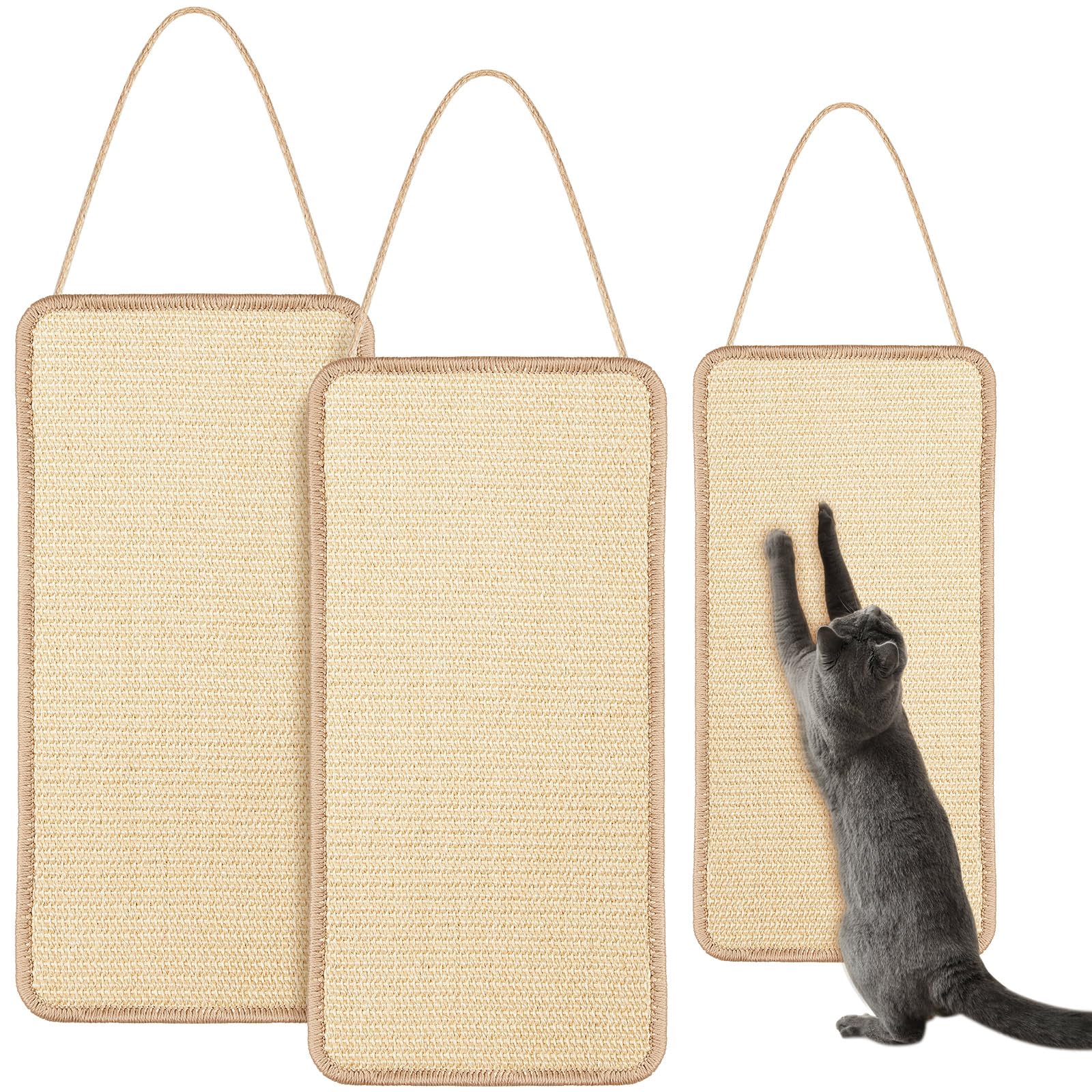 Dansydaisy sisal door scratcher mounted on wall for durable scratching.