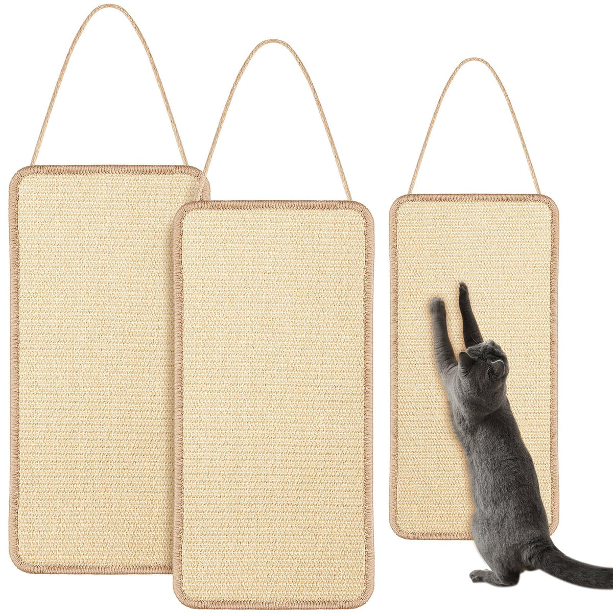 Dansydaisy sisal door scratcher mounted on wall for durable scratching.