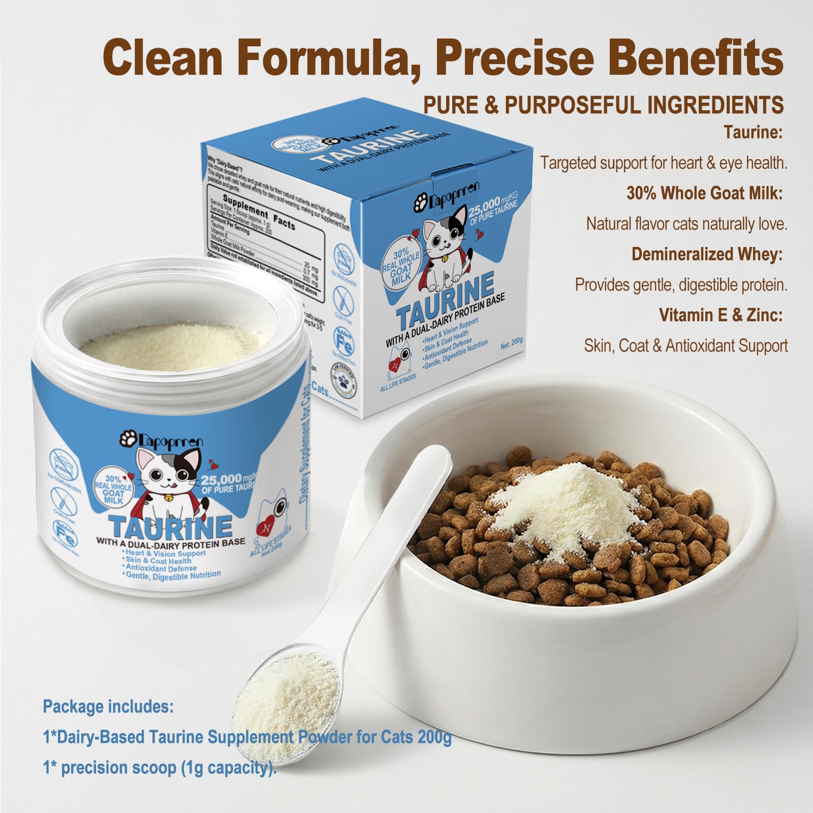 Dapoprren taurine cardiac support for cats promotes normal heart function