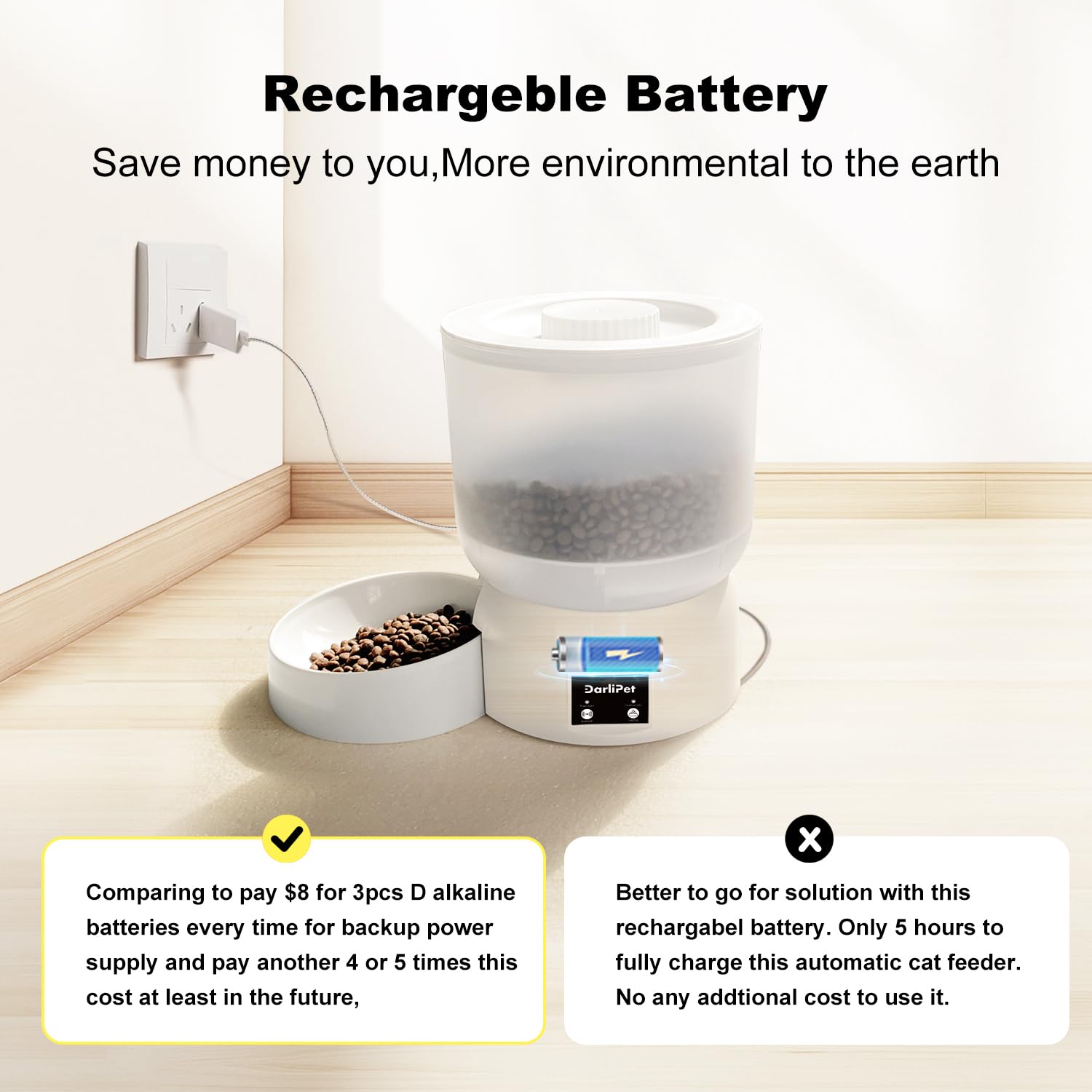 Darlipet slow-feed mode demonstrates measured portions for healthier eating.