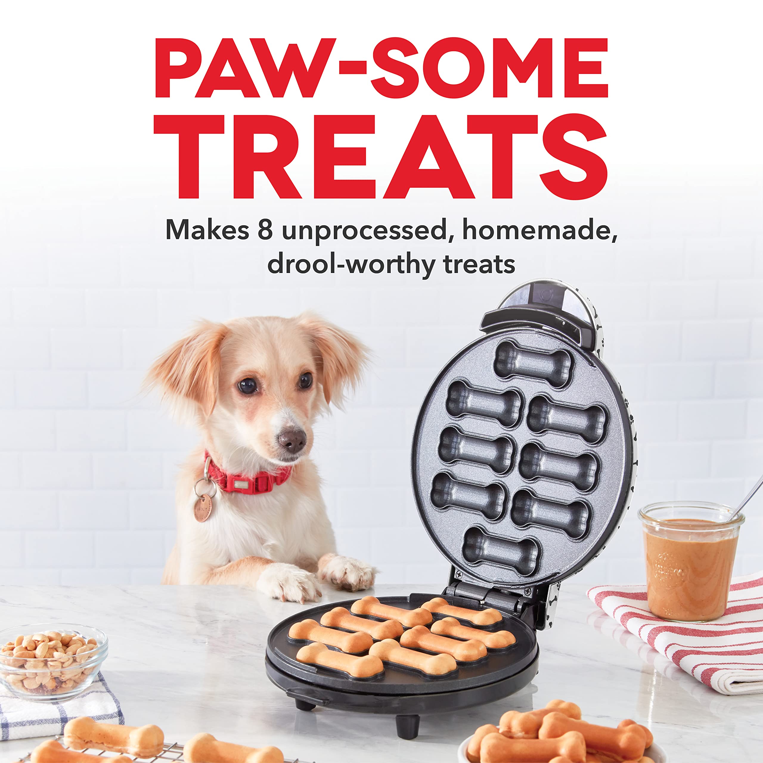 Dash Express Dog Treat Maker easy-release mold ensures perfectly shaped bone treats every batch.