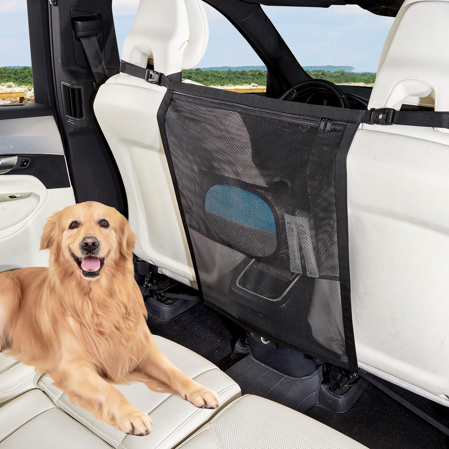 Data Mist dog car barrier back seat prevents front-seat jumping