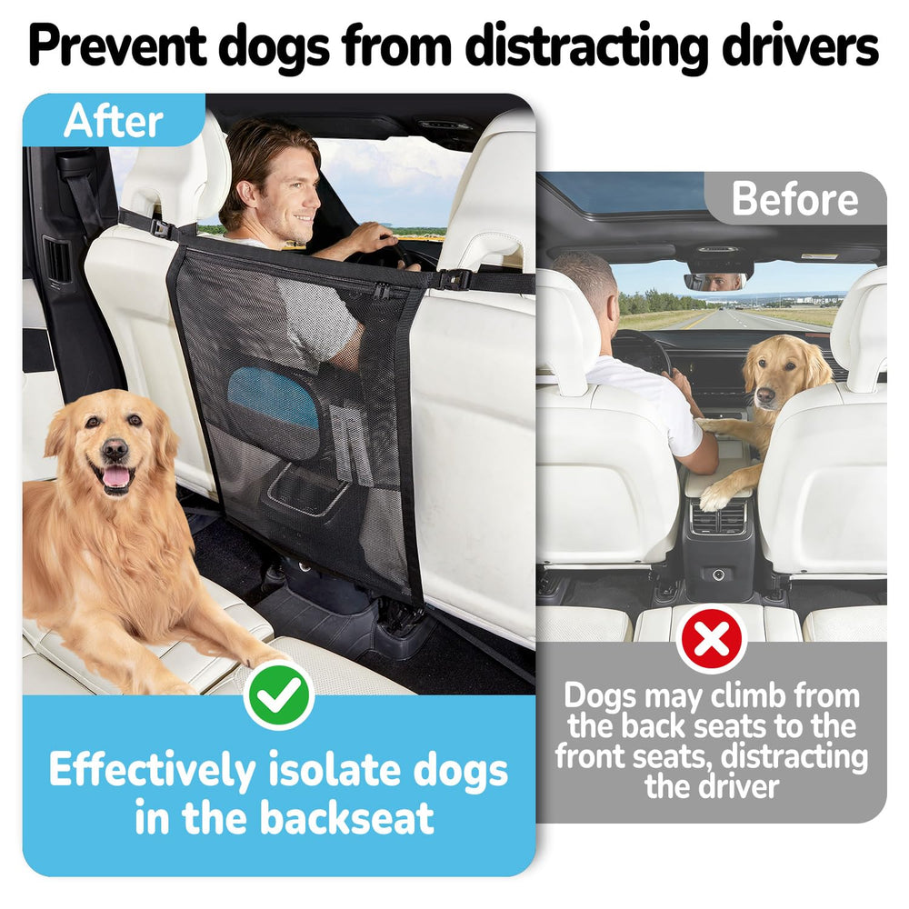 Data Mist dog car barrier with zipper organizer keeps essentials secured