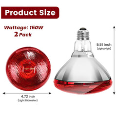 DaToo 150W heat lamp focused infrared warmth for quick, efficient warming.