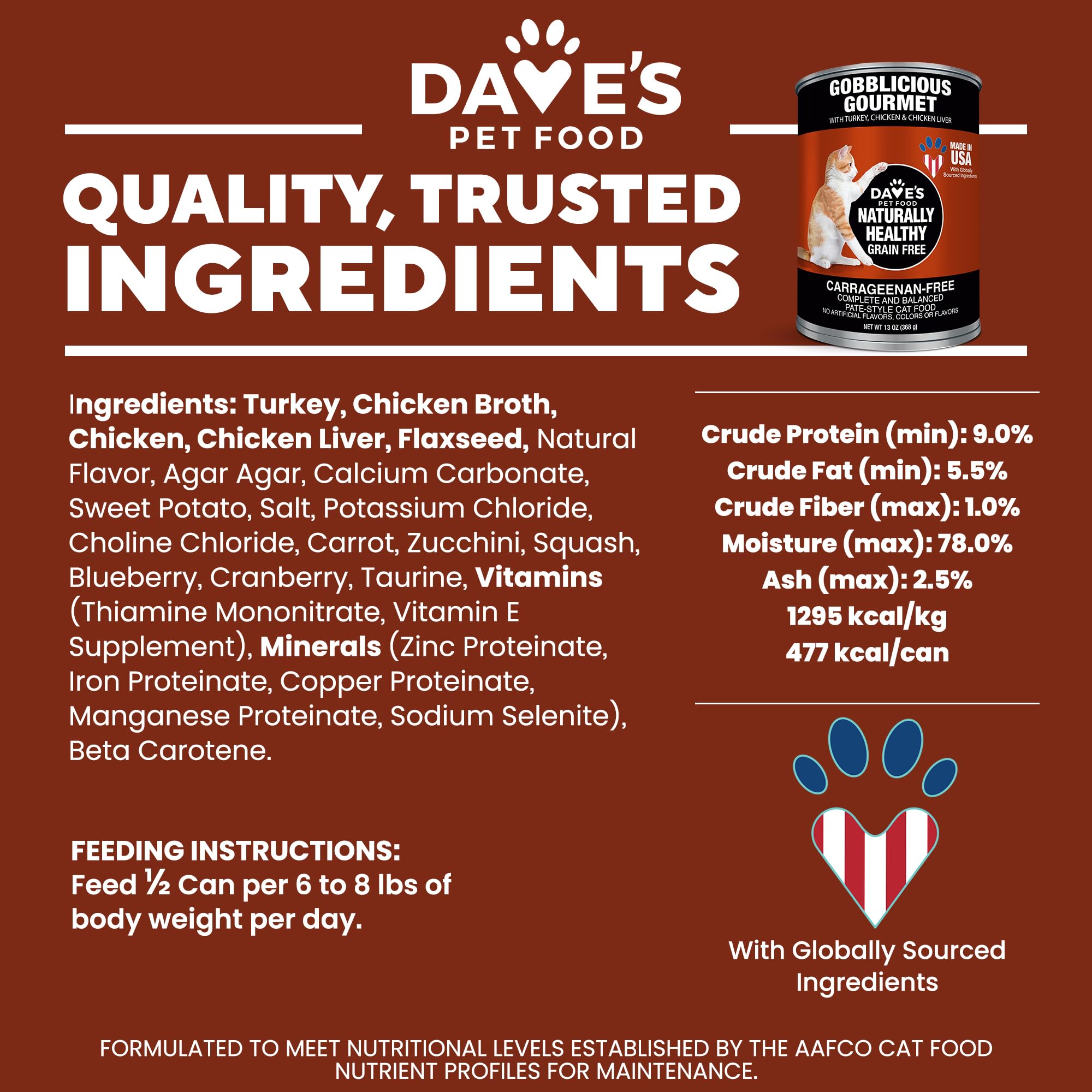 12-pack display of Dave's Pet Food Gobblicious Gourmet cans