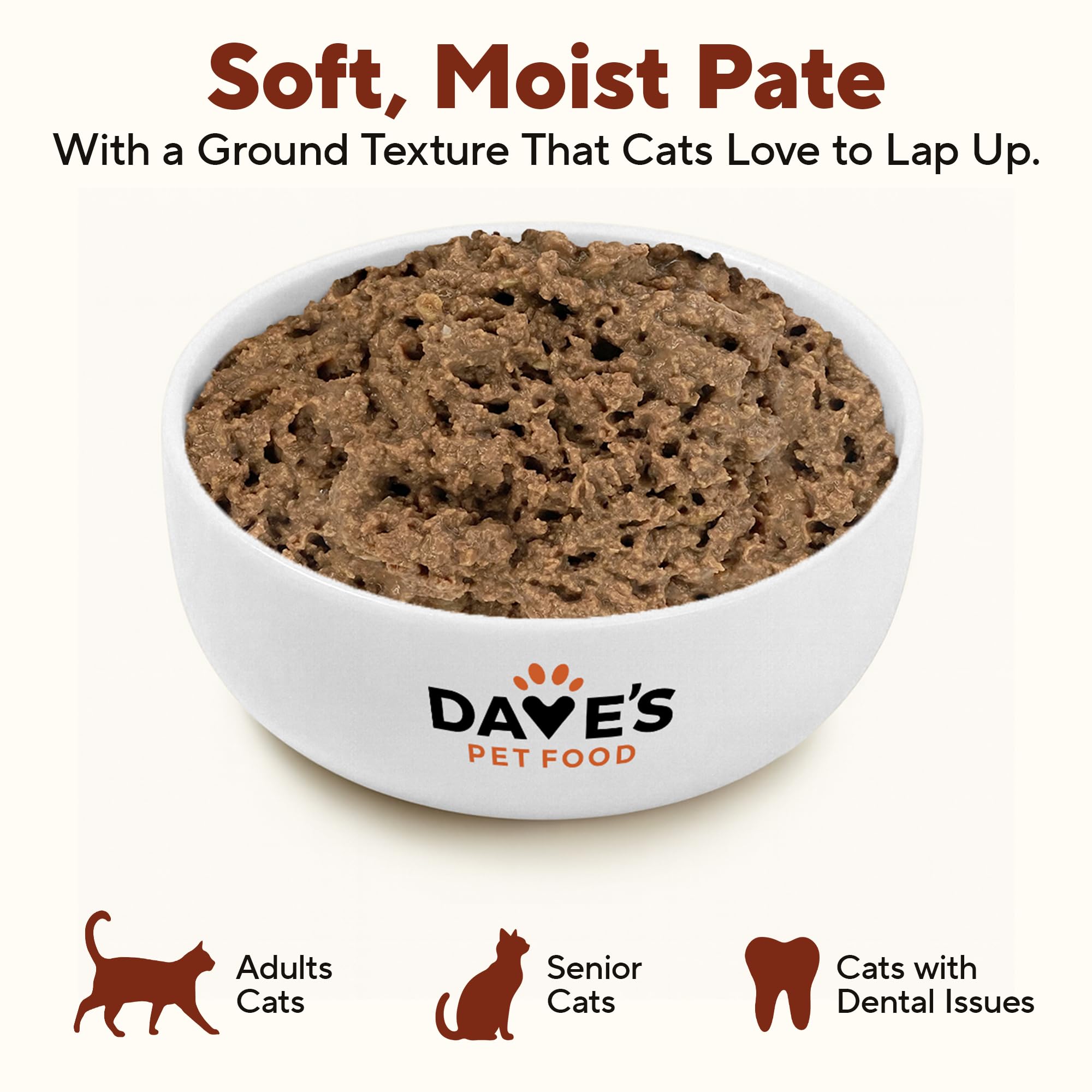 Label highlights added vitamins and minerals in Dave's Pet Food