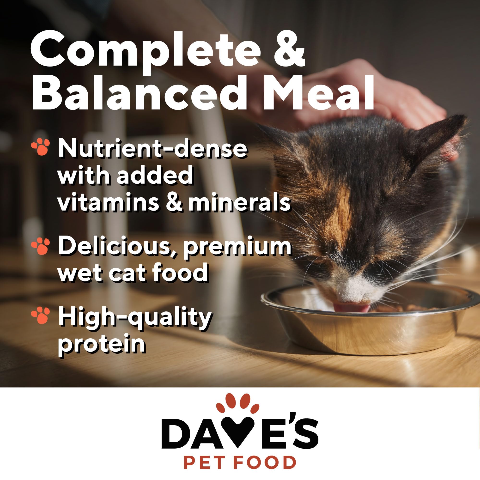 Dave's Pet Food label showing added vitamins and minerals for balanced nutrition