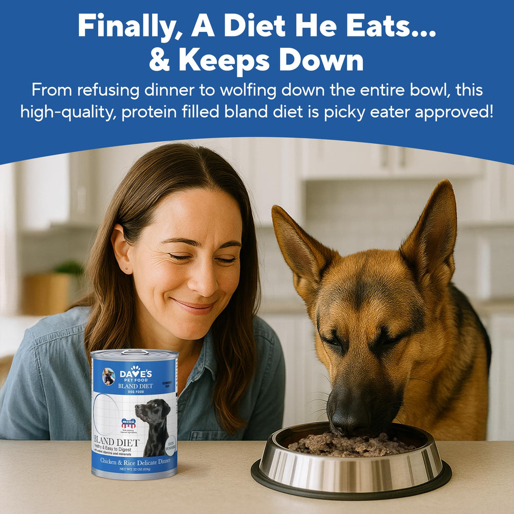 Nutrition label on Dave's bland diet highlights balanced adult maintenance