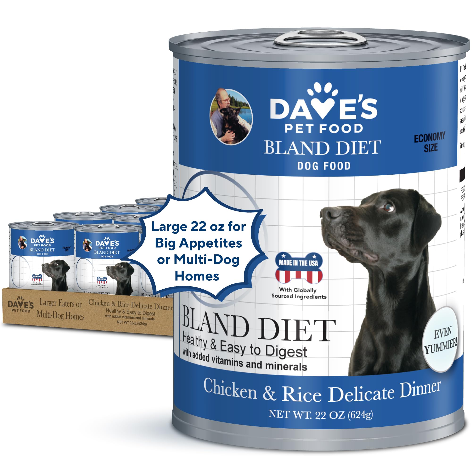 Dave's Pet Food bland diet can pour for easy feeding with sensitive stomachs