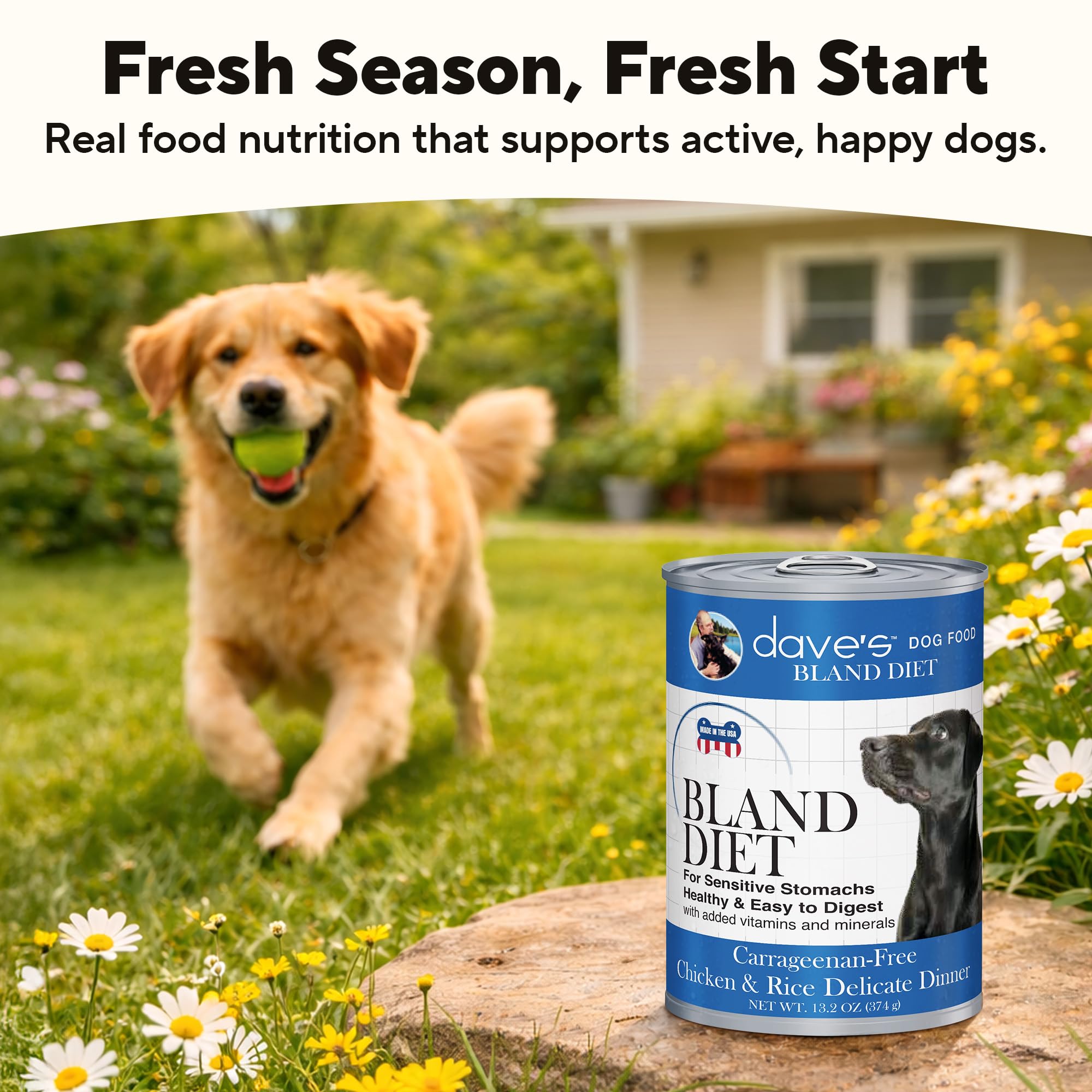 Dave's Bland Diet portion-ready 13.2 oz can for flexible feeding.