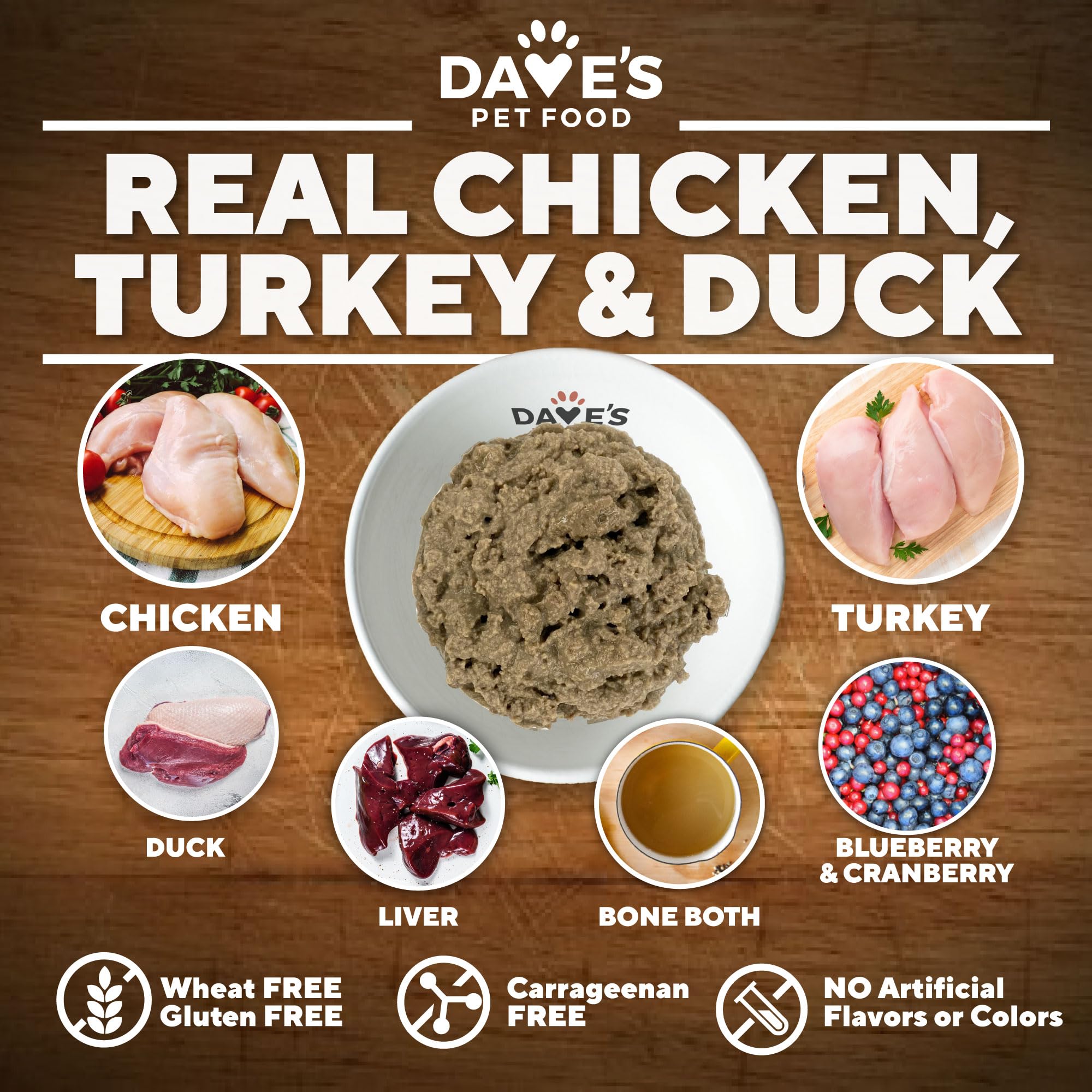 Dave's Pet Food blueberries antioxidants contribute to overall health and immune support.