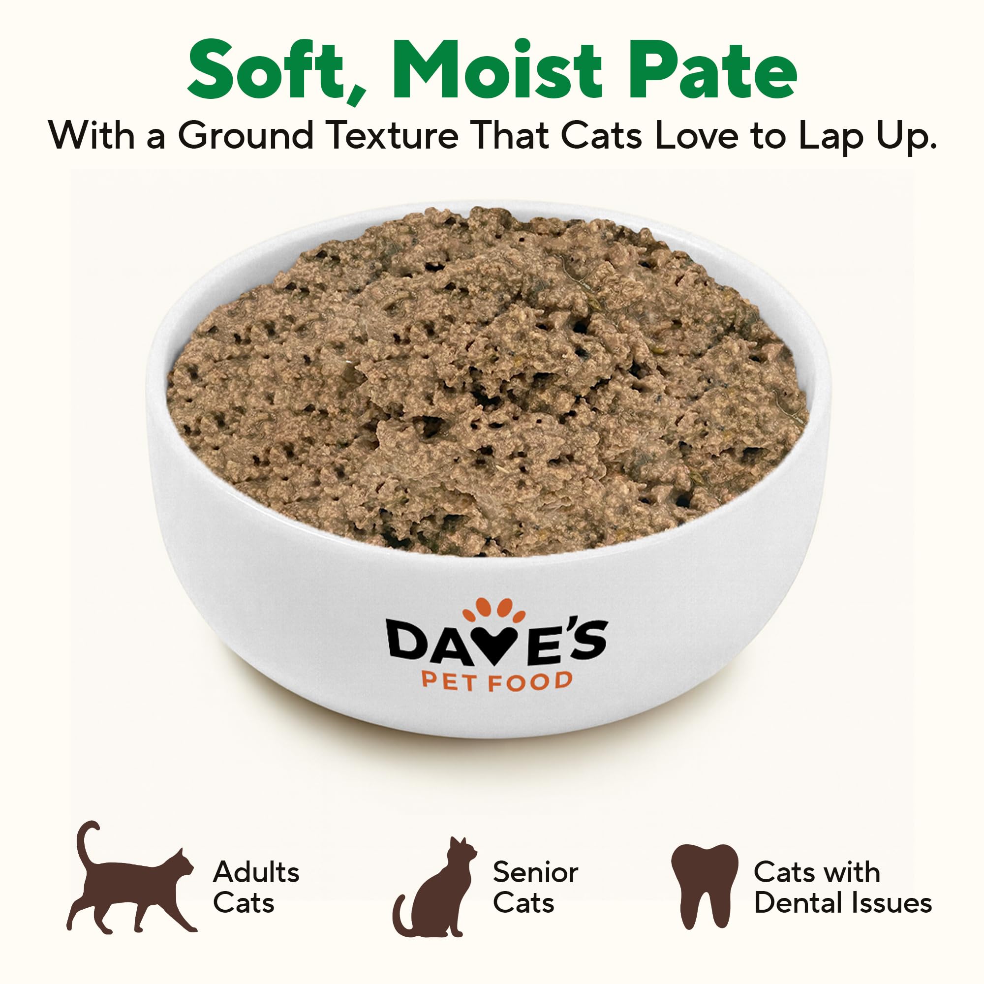 Dave's Pet Food gluten-free badge signals grain-free care.