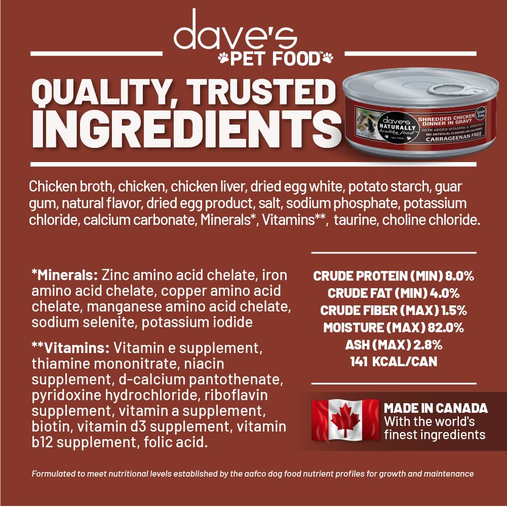 Dave's Pet Food GMO-free recipe can shows clean ingredients.
