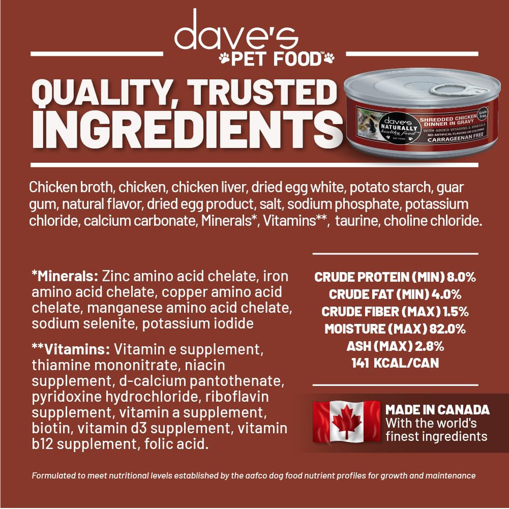 Dave's Pet Food GMO-free recipe can shows clean ingredients.