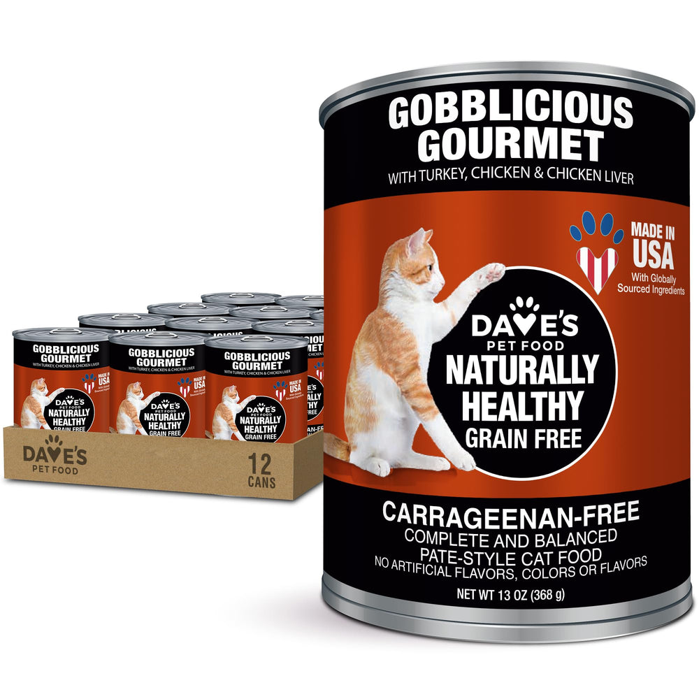 Dave's Pet Food Gobblicious Gourmet pate can front view showing premium texture