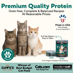 Dave's Pet Food grain-free turkey giblets pate pour-ready can for easy serving.