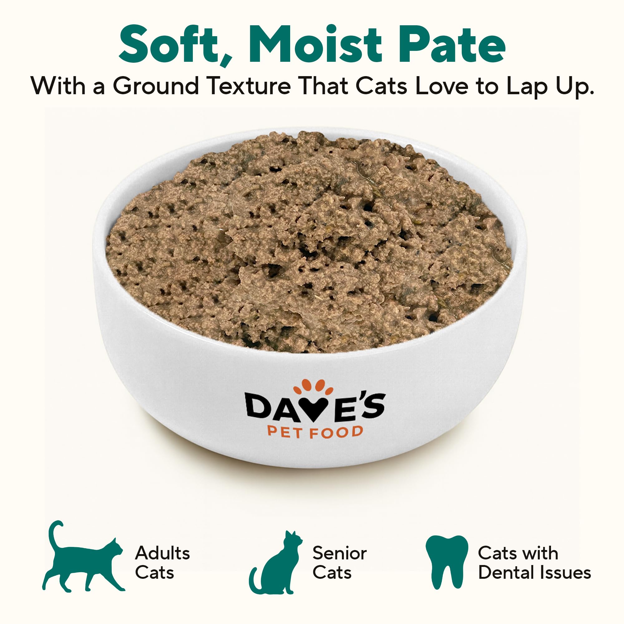 Dave's Pet Food serving suggestion in bowl demonstrates convenient meal prep.