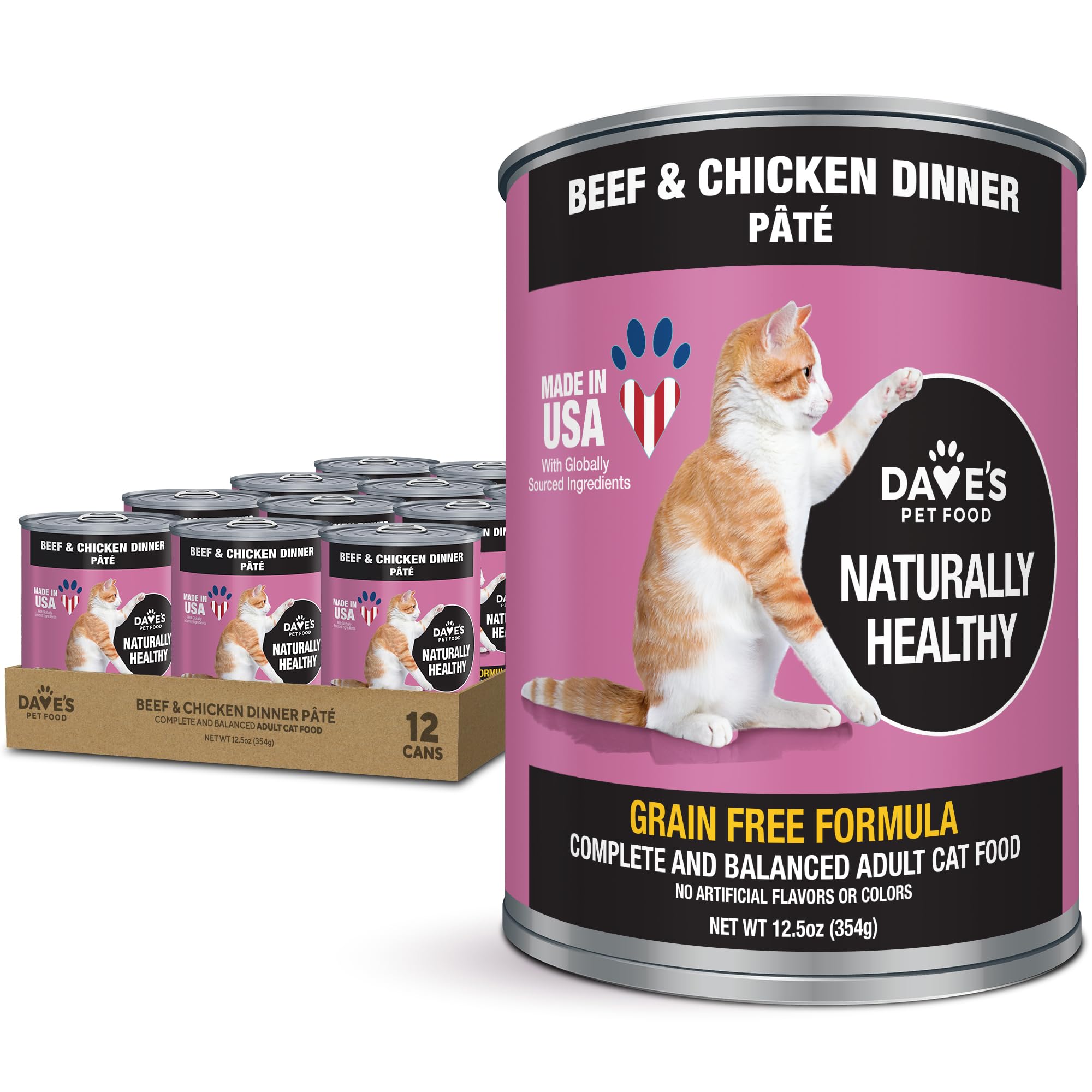 Dave's Pet Food grain-free cat pate close-up showing rich texture for picky eaters.