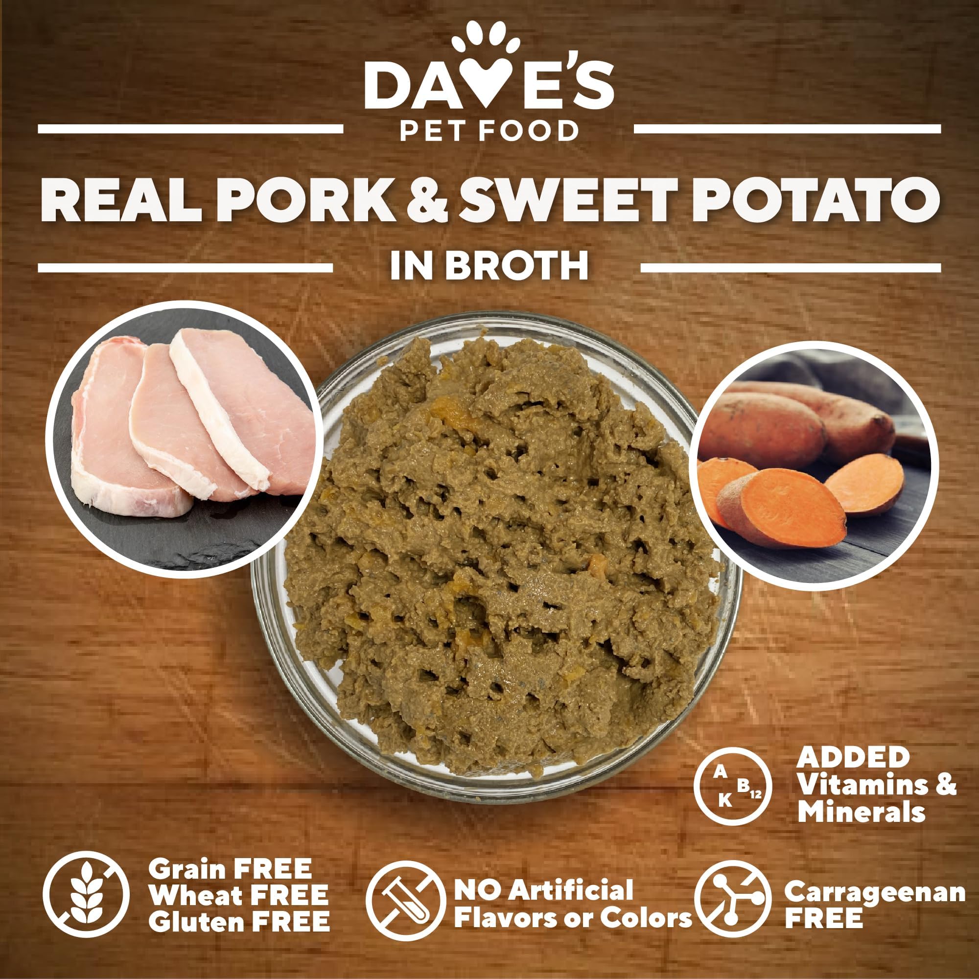 Detail of Dave’s can showing the savory broth and natural ingredients