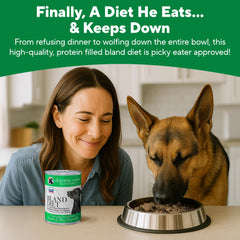 Dave's Pet Food limited ingredient lamb and white rice formula with no gluten.