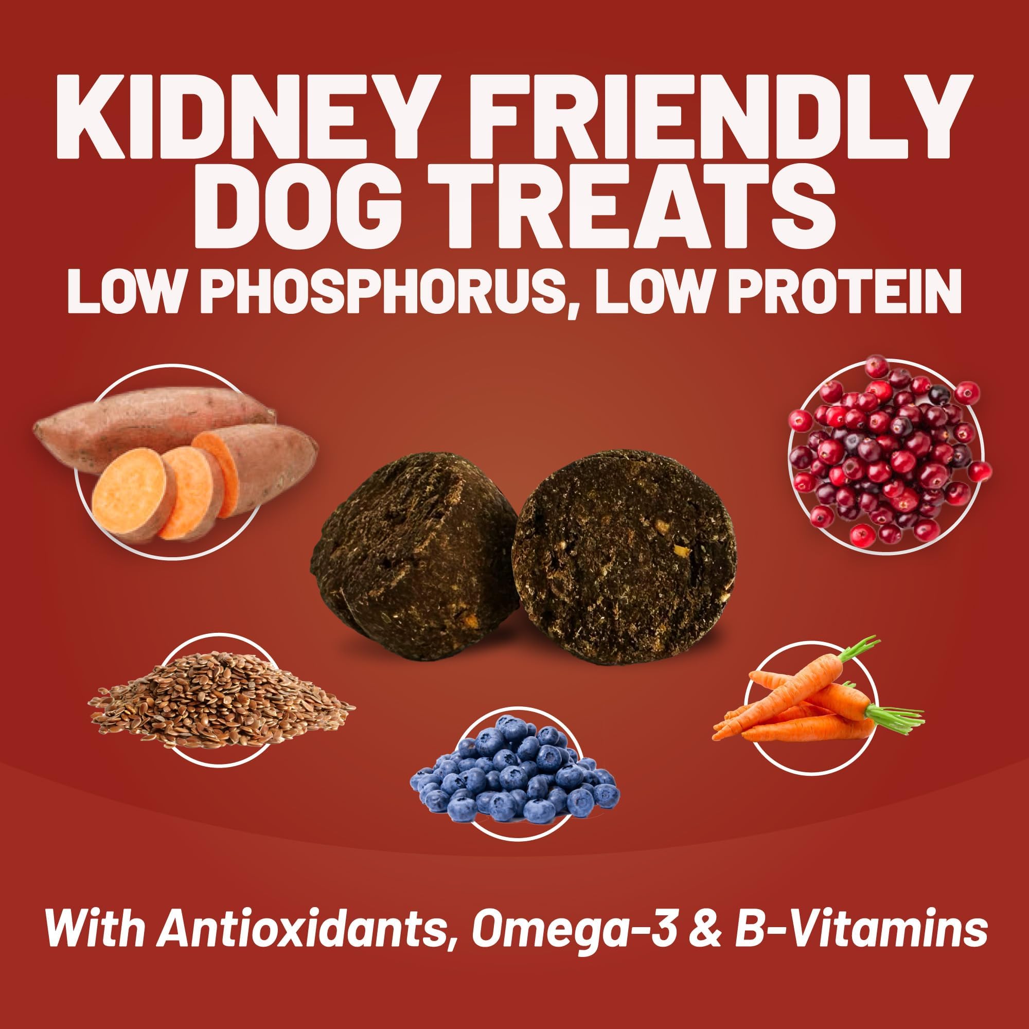 Dave's kidney treat shows a low phosphorus badge.