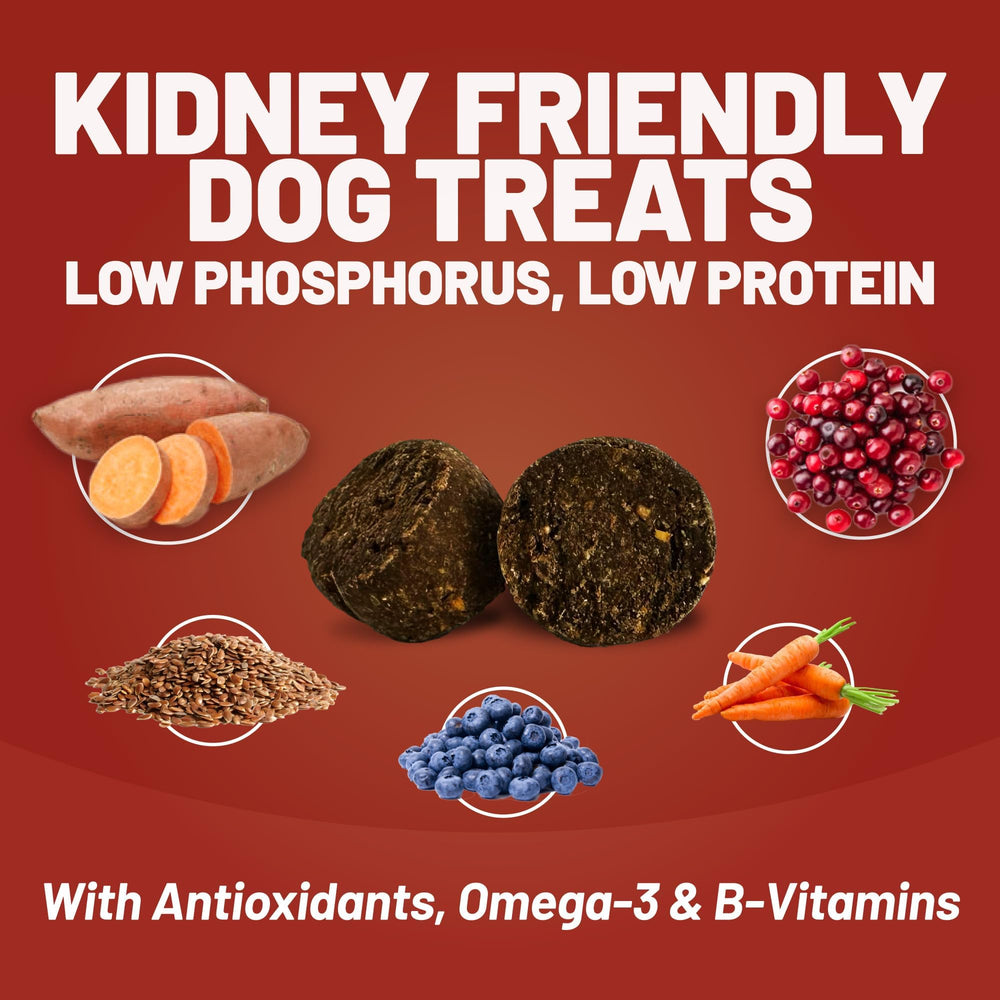 Dave's kidney treat shows a low phosphorus badge.