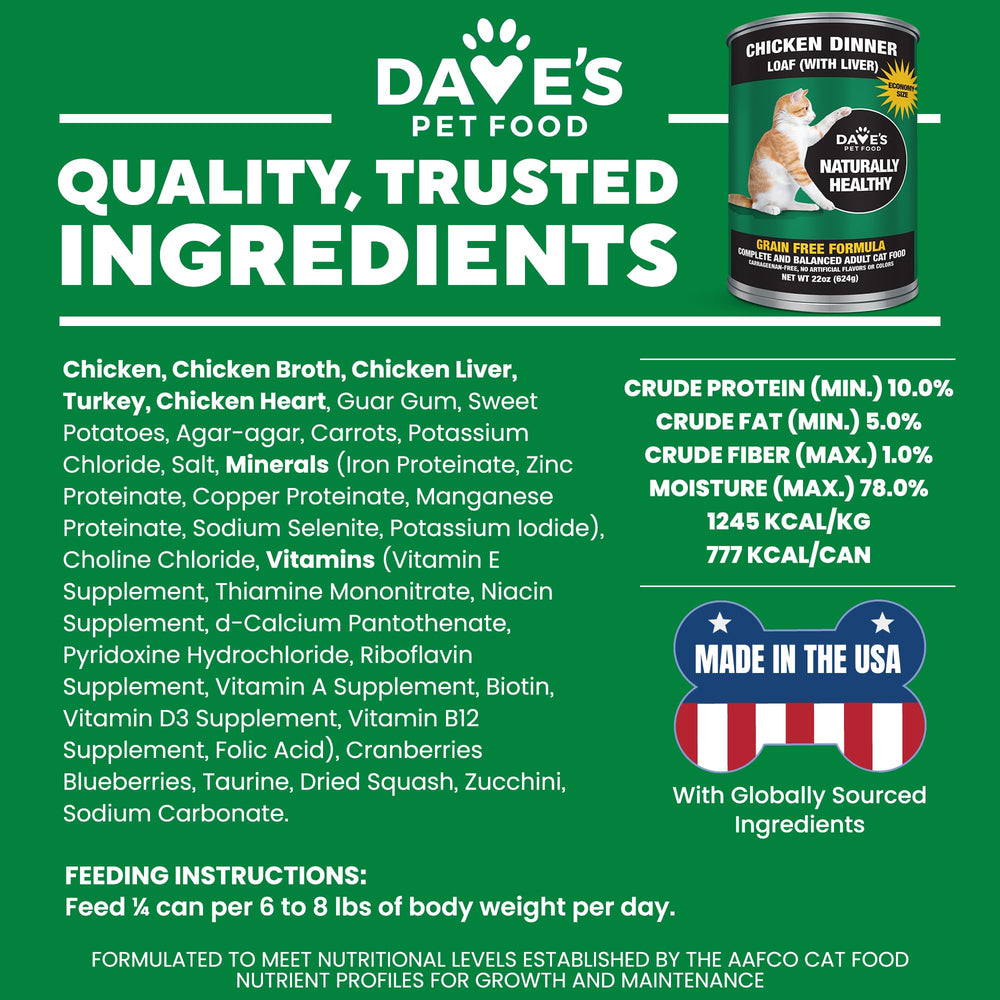 Made in USA badge on Dave's Pet Food packaging.
