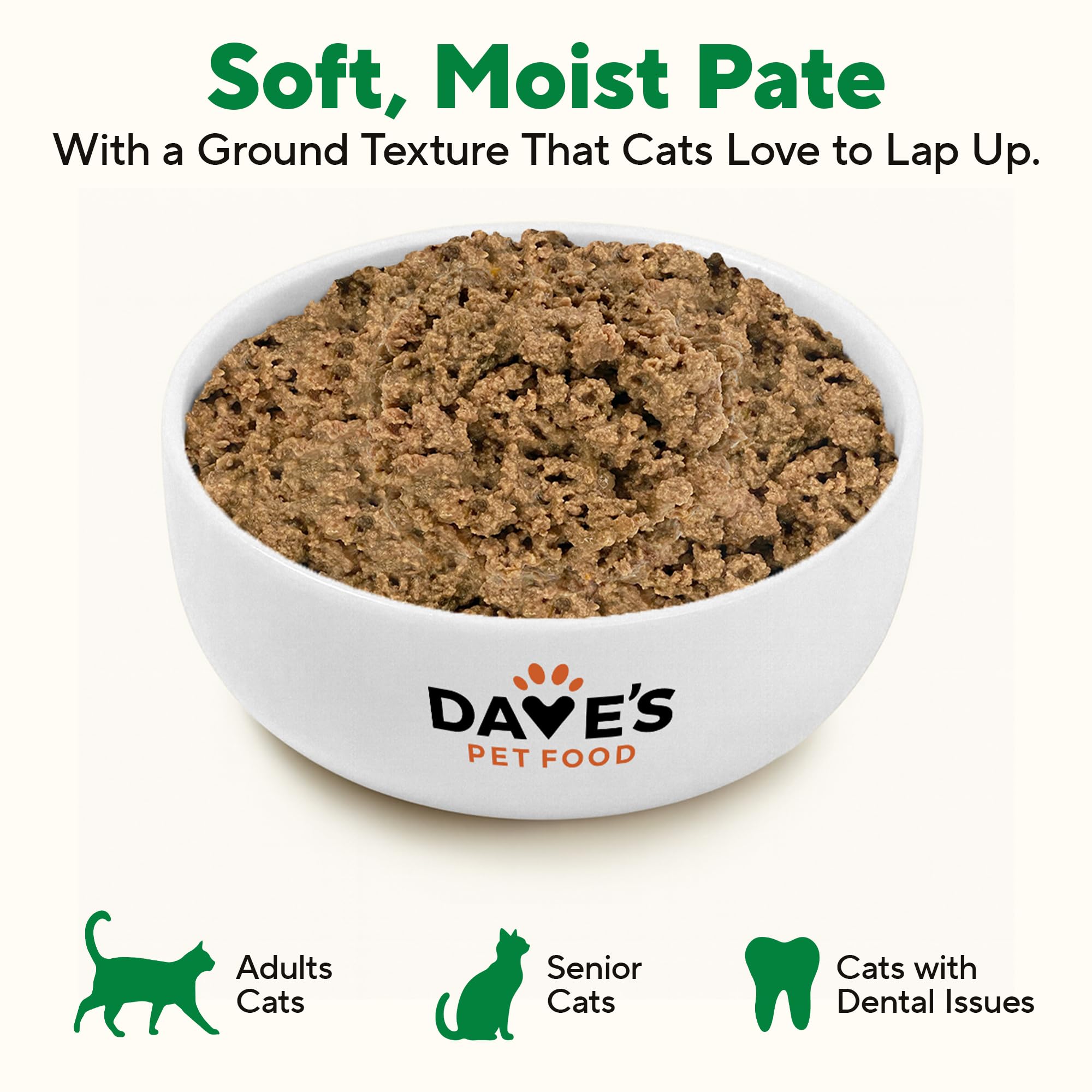 No artificial flavors or colors on Dave's Pet Food front label.