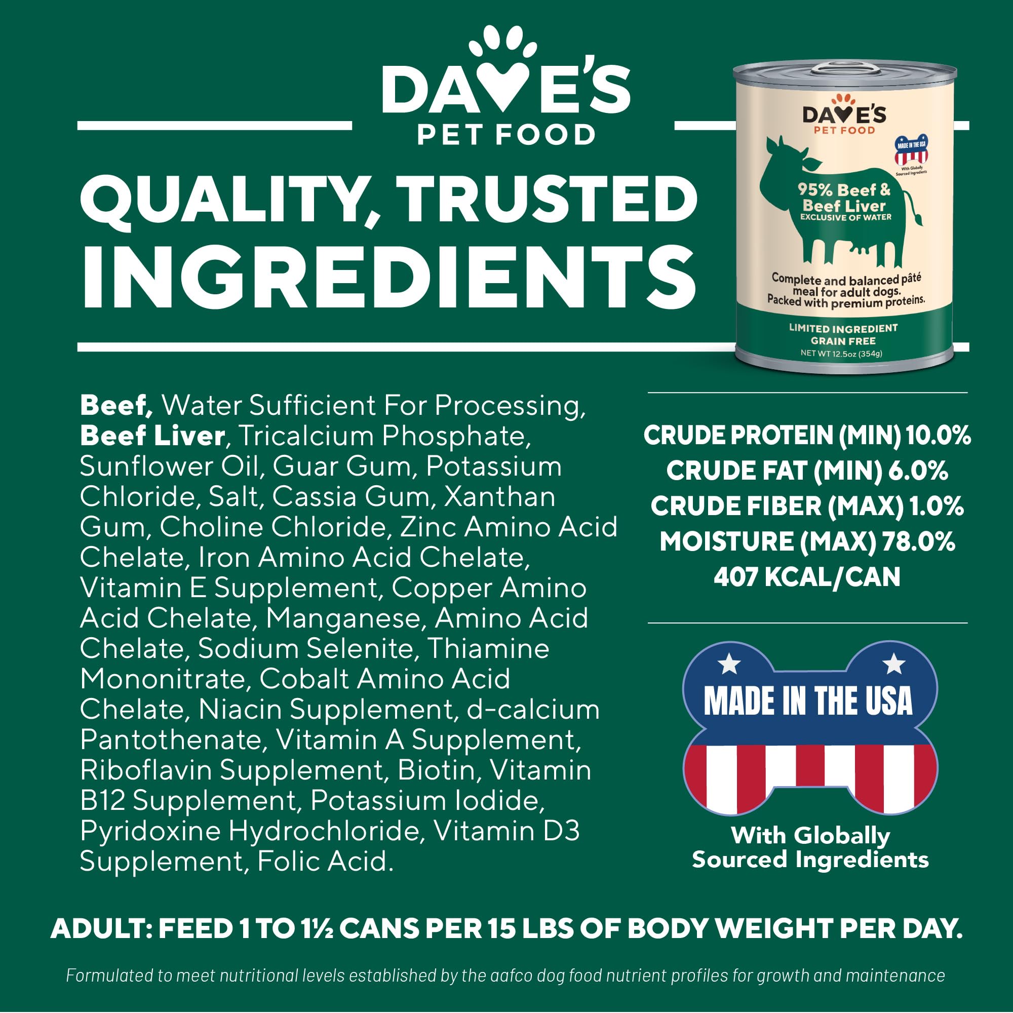 Dave's Pet Food no artificial flavors or colors on label.