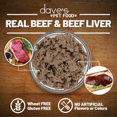 Dave's Pet Food single-source protein formula graphic underscores limited ingredients.