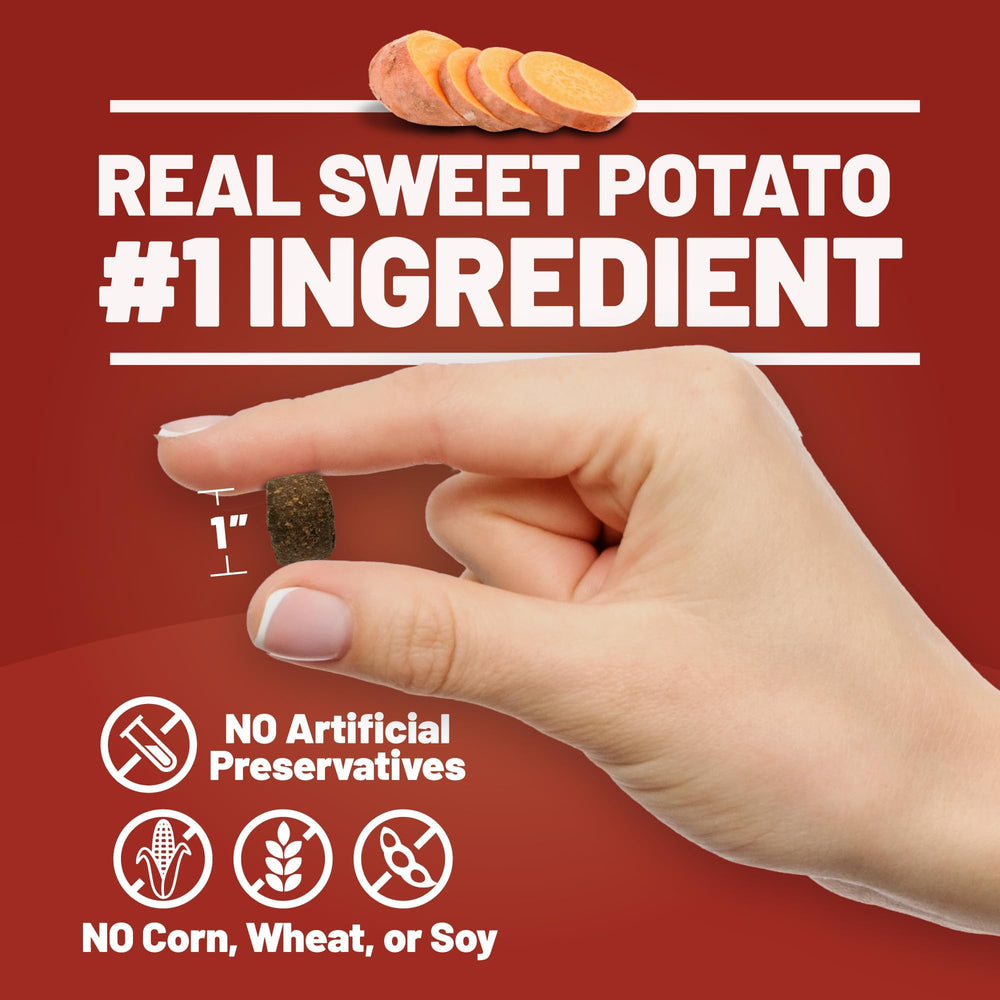Sweet potato visual near Dave's kidney treats.