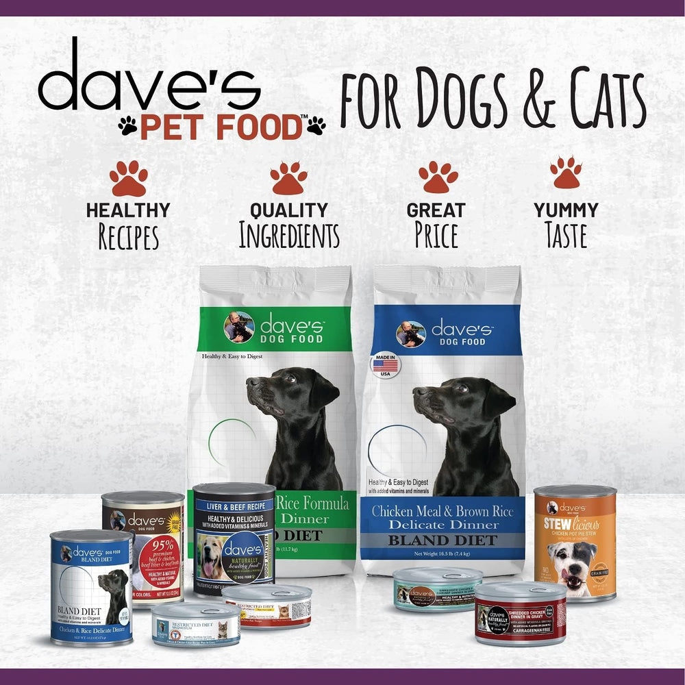 Dave's Pet Food twelve-pack packaging signals value and consistency