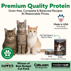 Dave's Pet Food USA-made badge on label signals domestic quality and care.