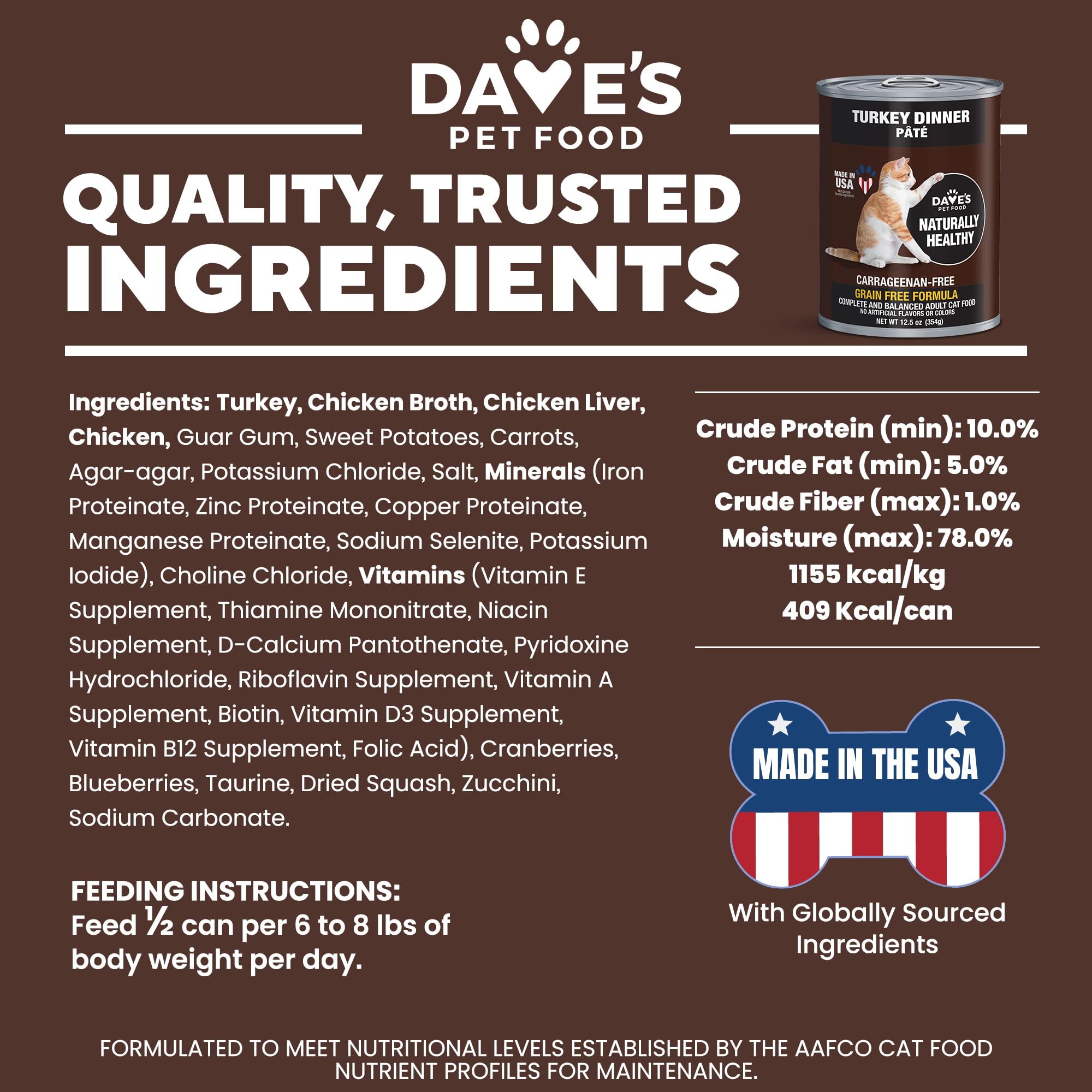 Dave's Pet Food vitamin-mineral boost label suggests added nutrients.