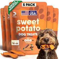 Davie's Naturals sweet potato dog treats bag closeup showing natural ingredients
