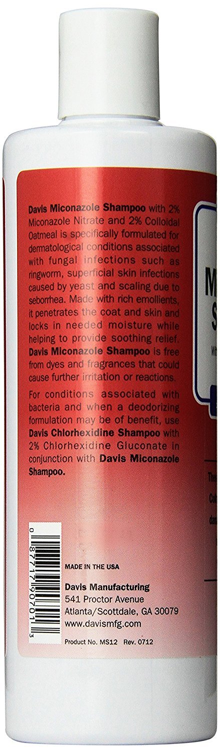 Davis Miconazole Pet Shampoo application demonstrating gentle cleansing for affected skin.
