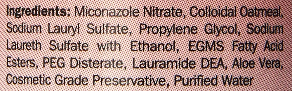 Davis Miconazole Pet Shampoo label close-up with 12 oz size and safety notes.