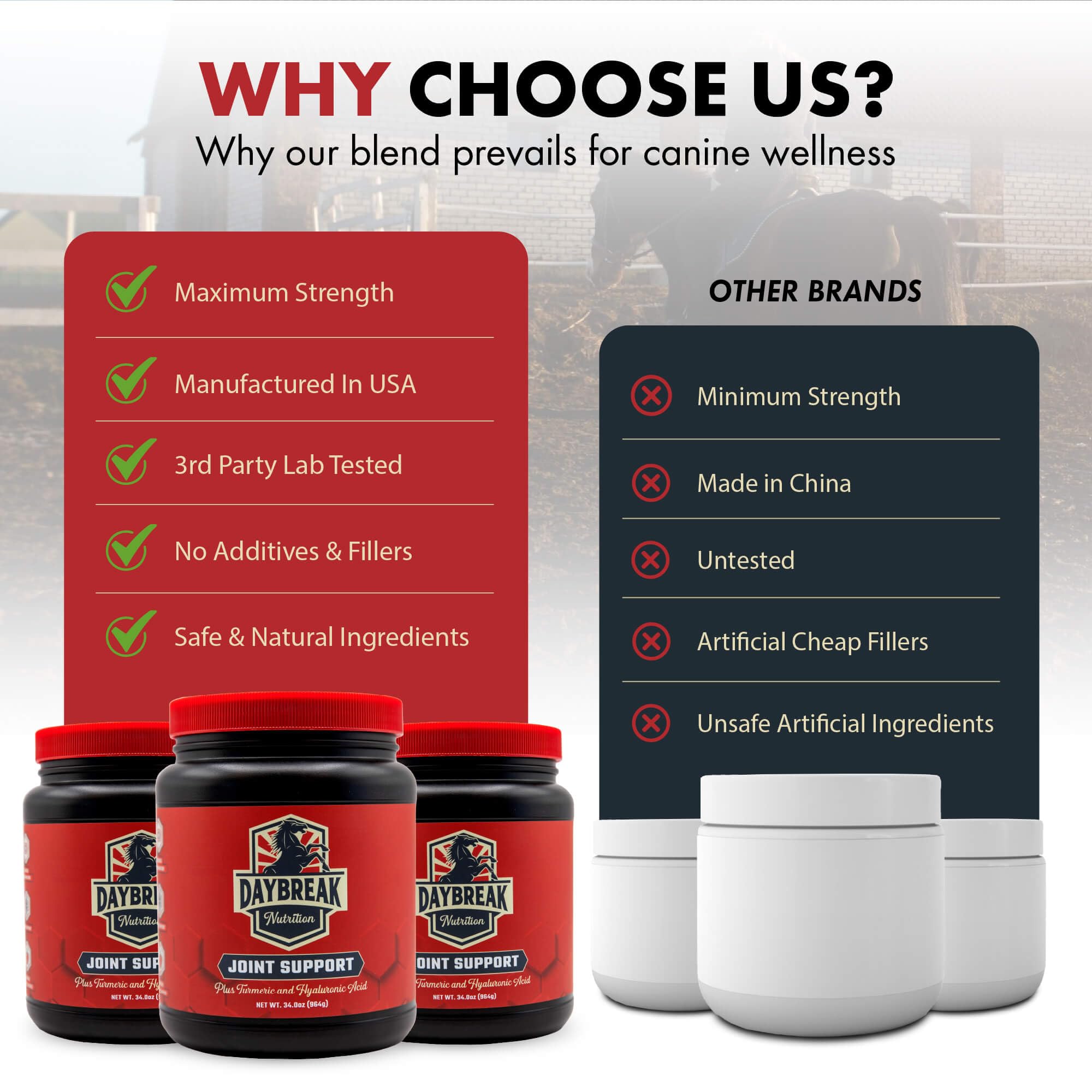 Daybreak Nutrition 8 in 1 scoop demonstrates easy mixing for joint care.