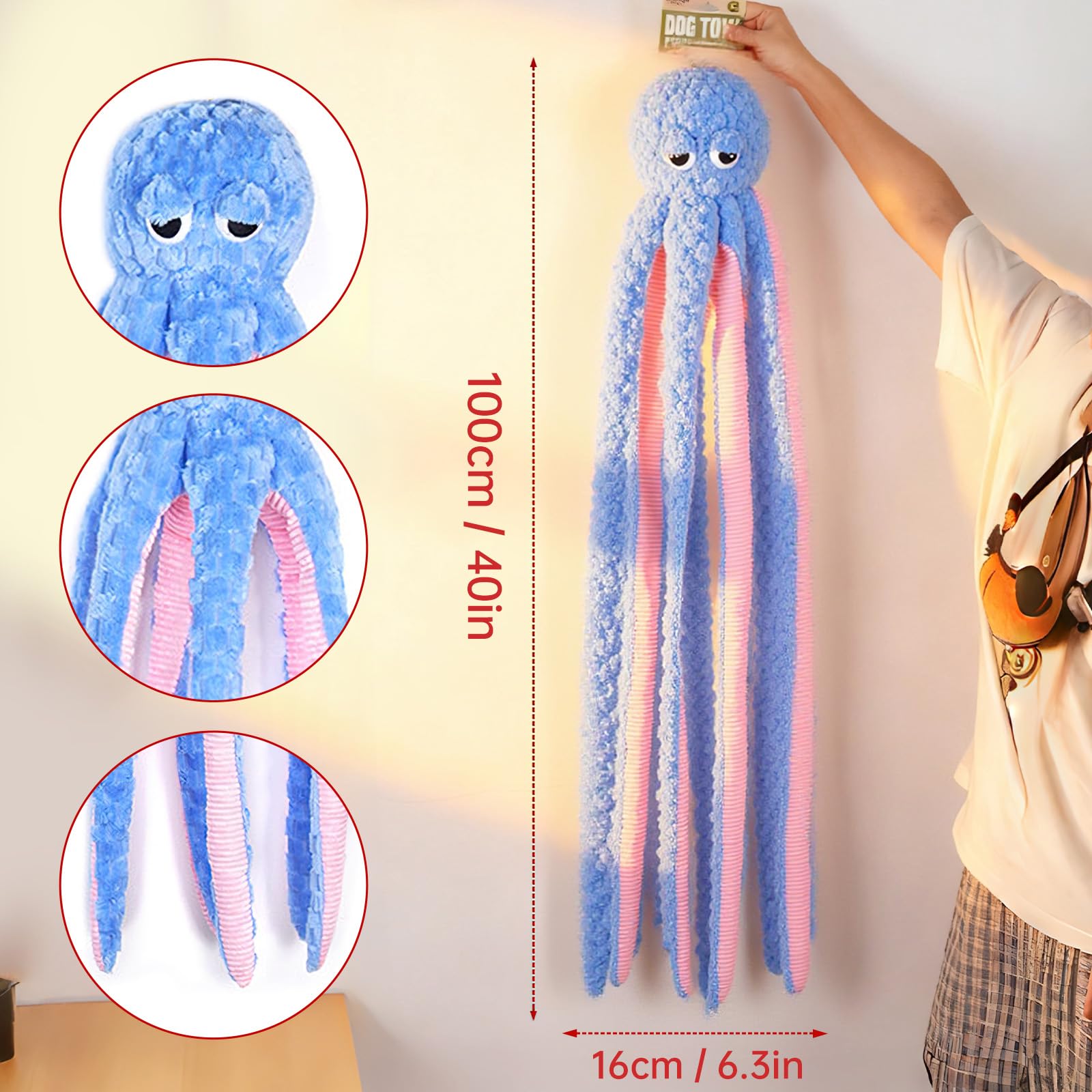 Dayingjiang octopus toy with long tentacles ideal for tugging interactions.