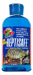 DBDPet ReptiSafe bottle label shown; simplifies dosing for clean terrarium water.
