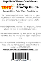 Pour action showing ReptiSafe being added to habitat water for reptiles.