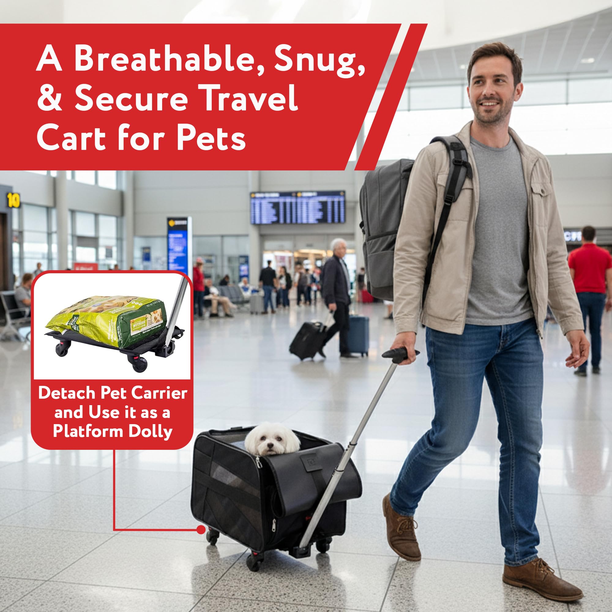 dbest petsmart cart under-seat travel compatibility keeps your pet nearby
