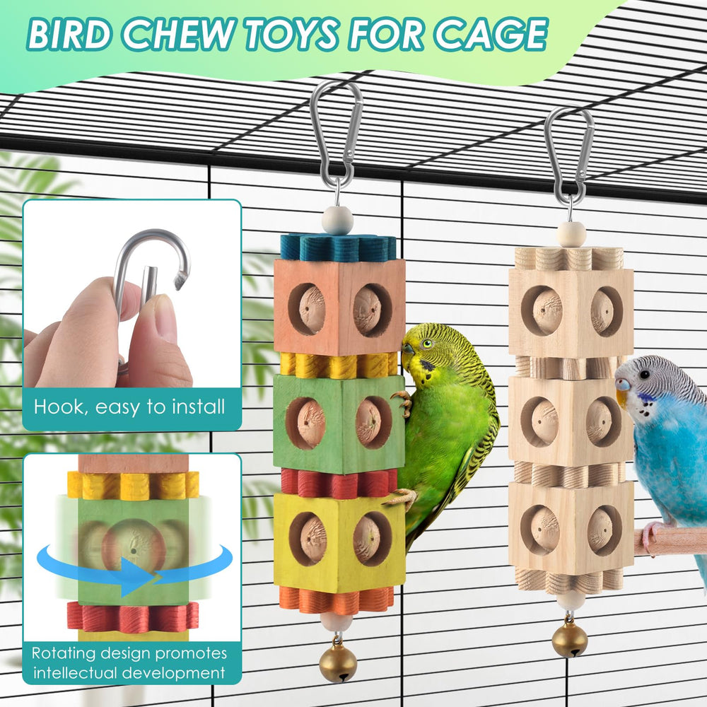 DBNESS hanging parrot toy with rotating blocks and bell for engaging cage play