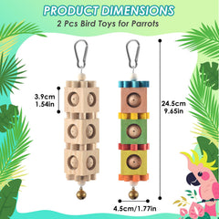 DBNESS colorful natural-wood blocks parrot toy designed for beak grinding and foraging